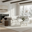 Pemberly Row 6-Pc Modular Sectional in White Linen Fabric w/ Cushions