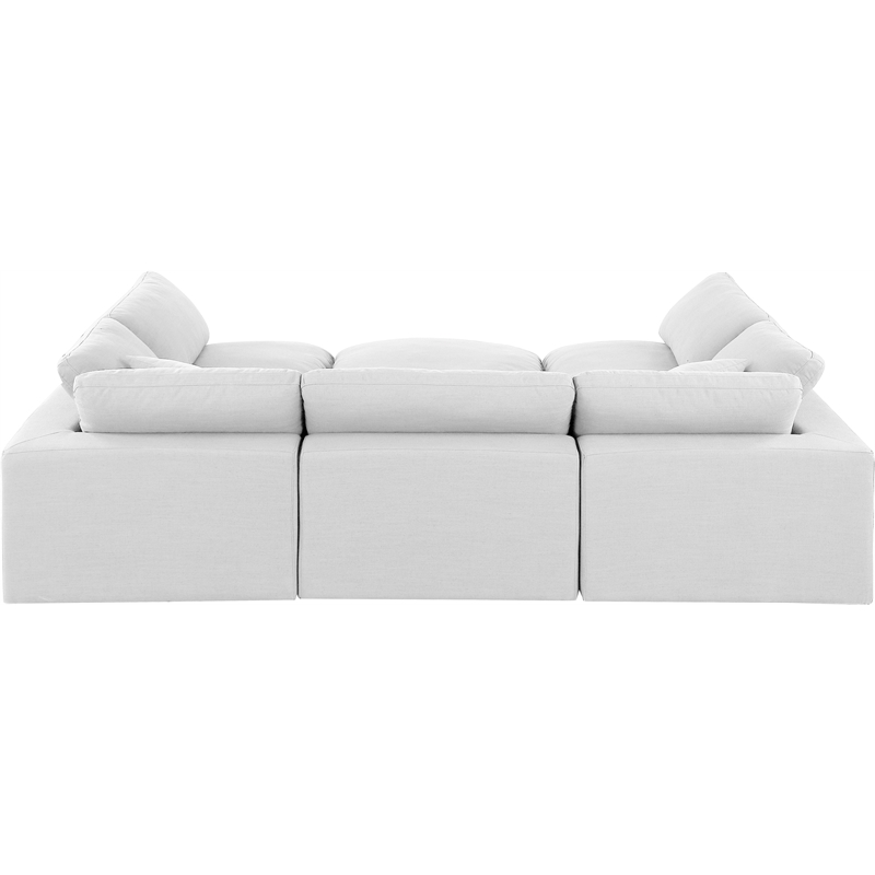 Pemberly Row 6-Pc Modular Sectional in White Linen Fabric w/ Cushions