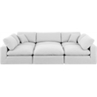 Pemberly Row 6-Pc Modular Sectional in White Linen Fabric w/ Cushions
