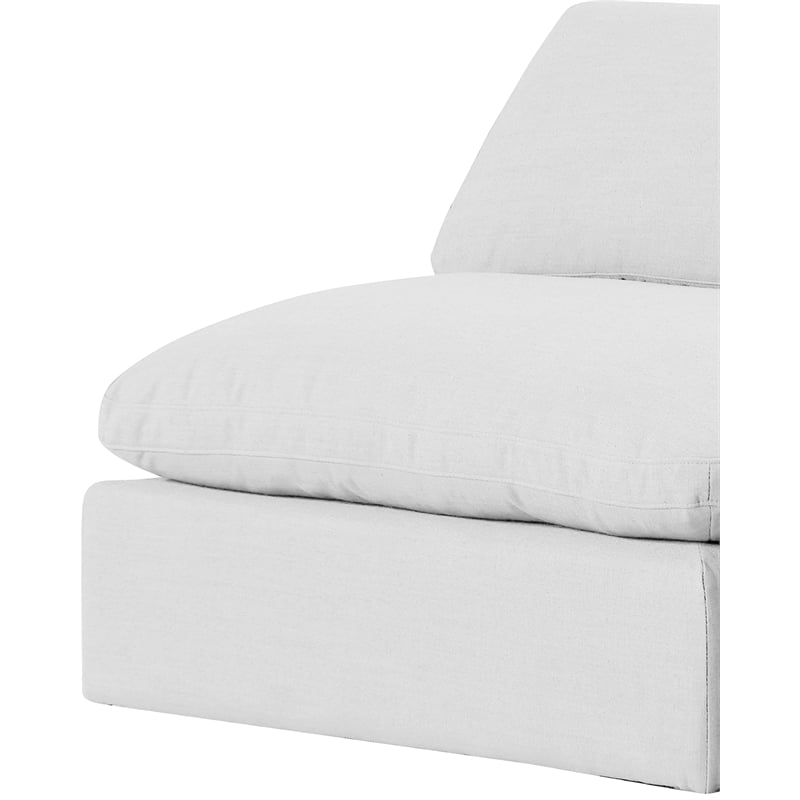 Pemberly Row 6-Pc Modular Sectional in White Linen Fabric w/ Cushions