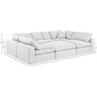 Pemberly Row 6-Pc Modular Sectional in White Linen Fabric w/ Cushions