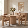 Pemberly Row Round Dining Table in Natural Oak Veneer with Fluted Base