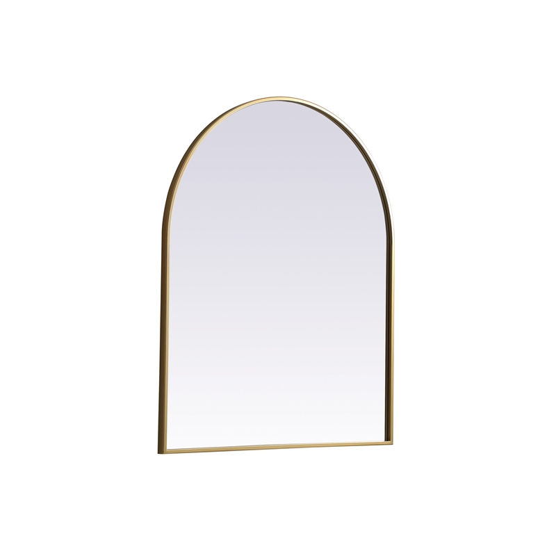 Pemberly Row 30x36 Arch Mirror in MDF Wood & Brass Finish