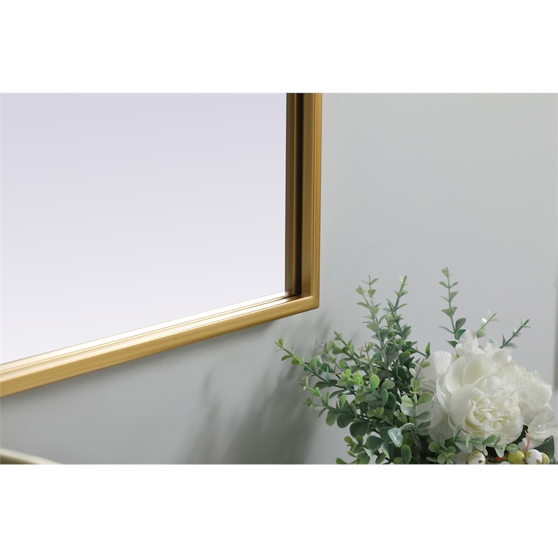 Pemberly Row 30x36 Arch Mirror in MDF Wood & Brass Finish
