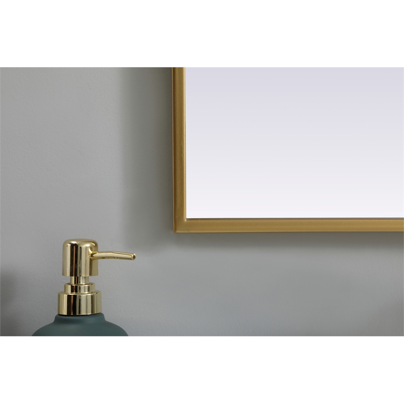 Pemberly Row 30x36 Arch Mirror in MDF Wood & Brass Finish