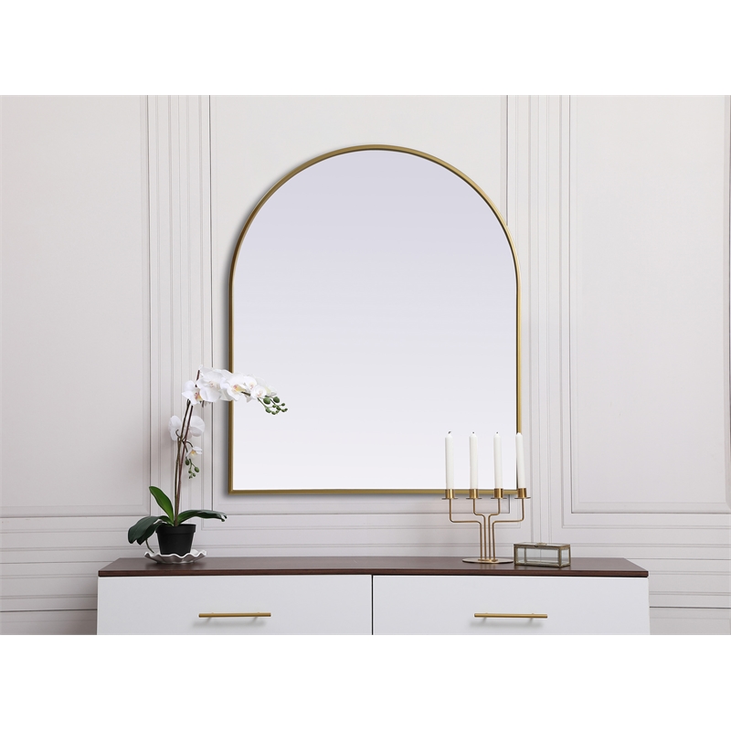 Pemberly Row 30x36 Arch Mirror in MDF Wood & Brass Finish