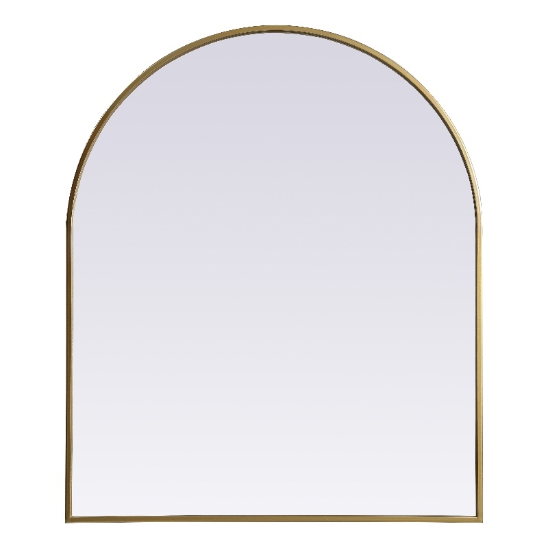 Pemberly Row 30x36 Arch Mirror in MDF Wood & Brass Finish