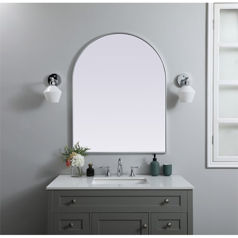 Pemberly Row 33x42 Arch Mirror in MDF Wood & Silver Finish