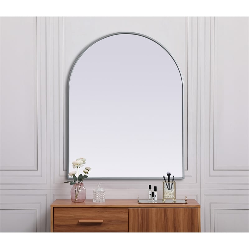 Pemberly Row 33x42 Arch Mirror in MDF Wood & Silver Finish