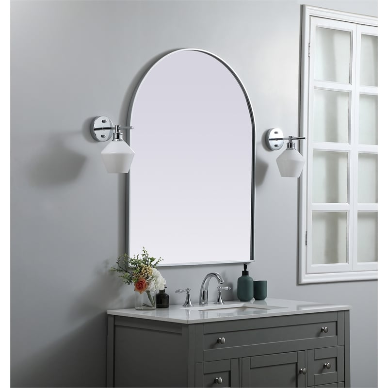 Pemberly Row 33x42 Arch Mirror in MDF Wood & Silver Finish