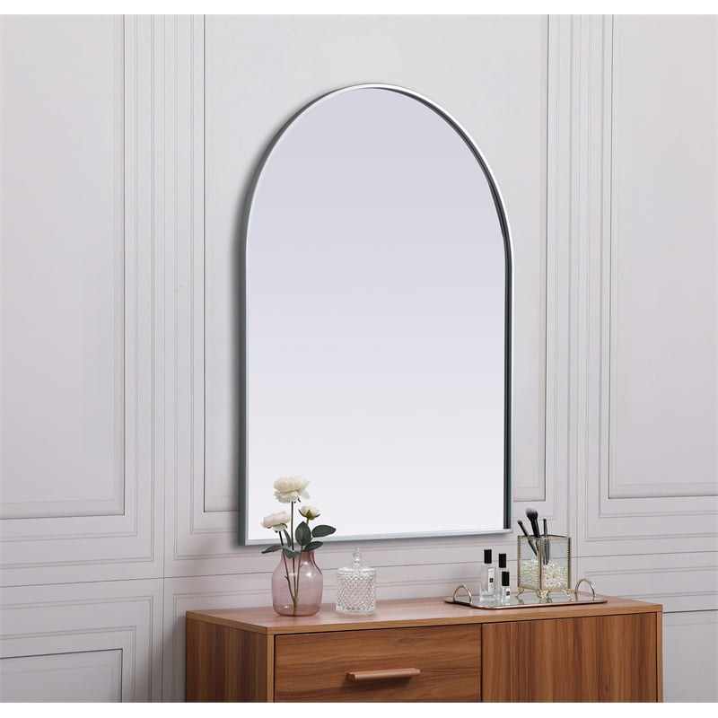 Pemberly Row 33x42 Arch Mirror in MDF Wood & Silver Finish