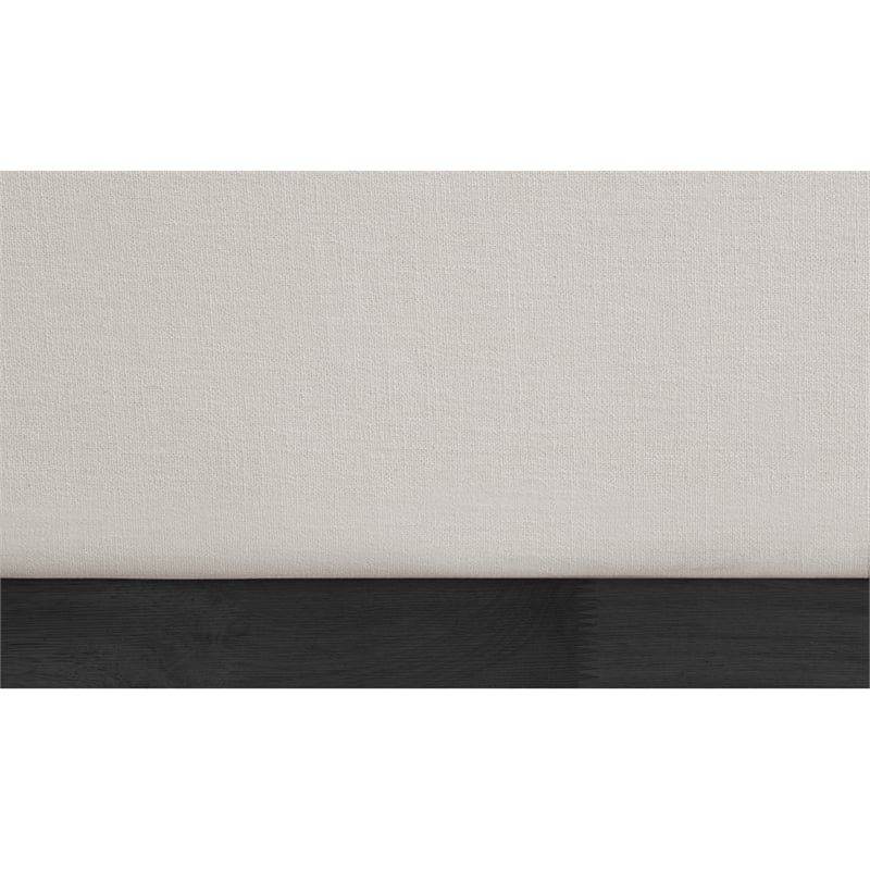 Pemberly Row Full Bed in Beige Linen Textured Fabric with Winged Headboard