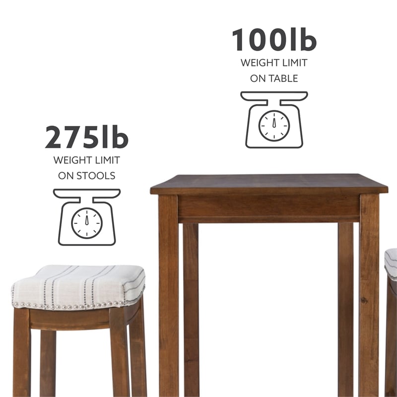 Pemberly Row 3-Piece Bar Dining Set with Rustic Brown Finish