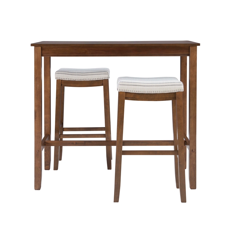 Pemberly Row 3-Piece Bar Dining Set with Rustic Brown Finish