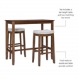 Pemberly Row 3-Piece Bar Dining Set with Rustic Brown Finish