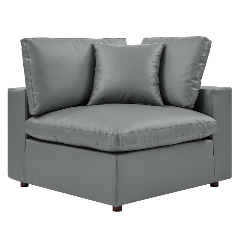 Pemberly Row 5-Piece Faux Leather Sectional Sofa in Gray
