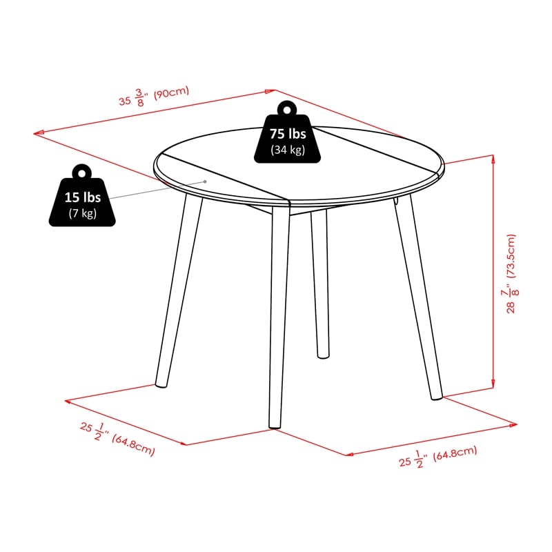 Pemberly Row 5-Piece Drop Leaf Dining Set in Solid Wood Black Finish