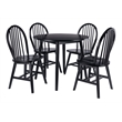Pemberly Row 5-Piece Drop Leaf Dining Set in Solid Wood Black Finish