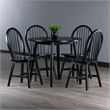 Pemberly Row 5-Piece Drop Leaf Dining Set in Solid Wood Black Finish