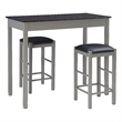 Pemberly Row 3-Piece Faux Marble Tavern Dining Set in Grey Finish