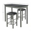 Pemberly Row 3-Piece Faux Marble Tavern Dining Set in Grey Finish