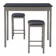 Pemberly Row 3-Piece Faux Marble Tavern Dining Set in Grey Finish