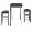 Pemberly Row 3-Piece Faux Marble Tavern Dining Set in Grey Finish
