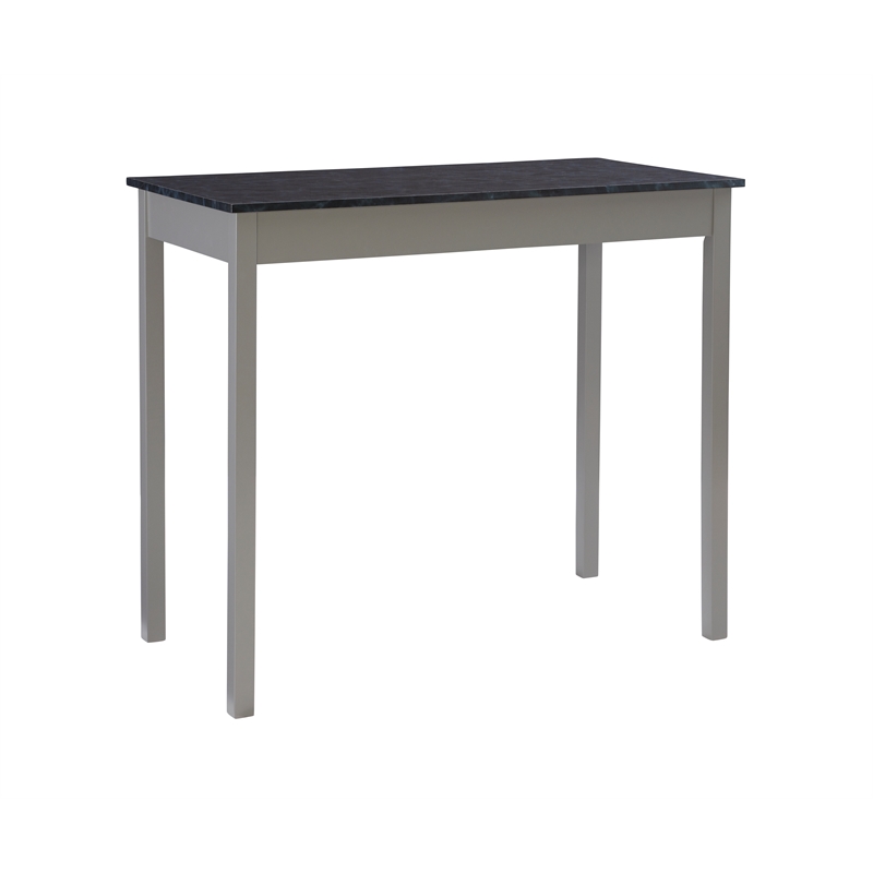 Pemberly Row 3-Piece Faux Marble Tavern Dining Set in Grey Finish