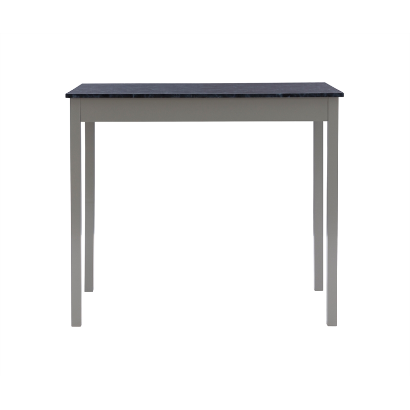 Pemberly Row 3-Piece Faux Marble Tavern Dining Set in Grey Finish