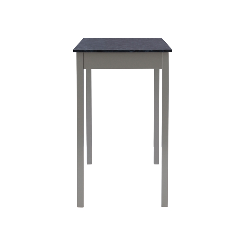 Pemberly Row 3-Piece Faux Marble Tavern Dining Set in Grey Finish
