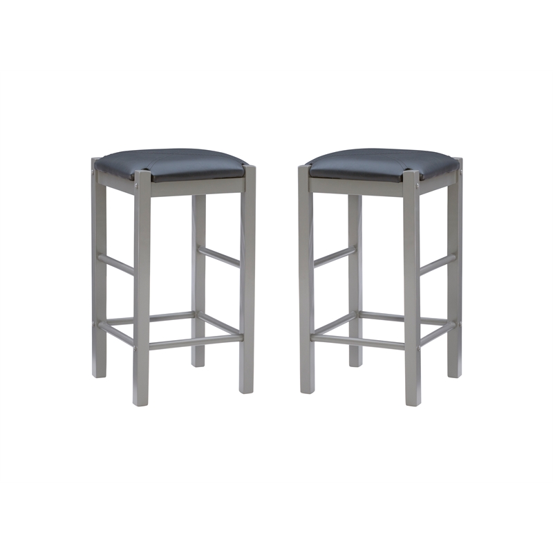Pemberly Row 3-Piece Faux Marble Tavern Dining Set in Grey Finish