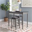 Pemberly Row 3-Piece Faux Marble Tavern Dining Set in Grey Finish