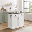 Pemberly Row White Coastal Kitchen Island with Dark Brown Countertop