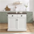 Pemberly Row White Coastal Kitchen Island with Dark Brown Countertop