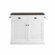 Pemberly Row White Coastal Kitchen Island with Dark Brown Countertop