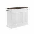 Pemberly Row White Coastal Kitchen Island with Dark Brown Countertop