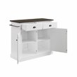 Pemberly Row White Coastal Kitchen Island with Dark Brown Countertop