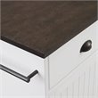 Pemberly Row White Coastal Kitchen Island with Dark Brown Countertop