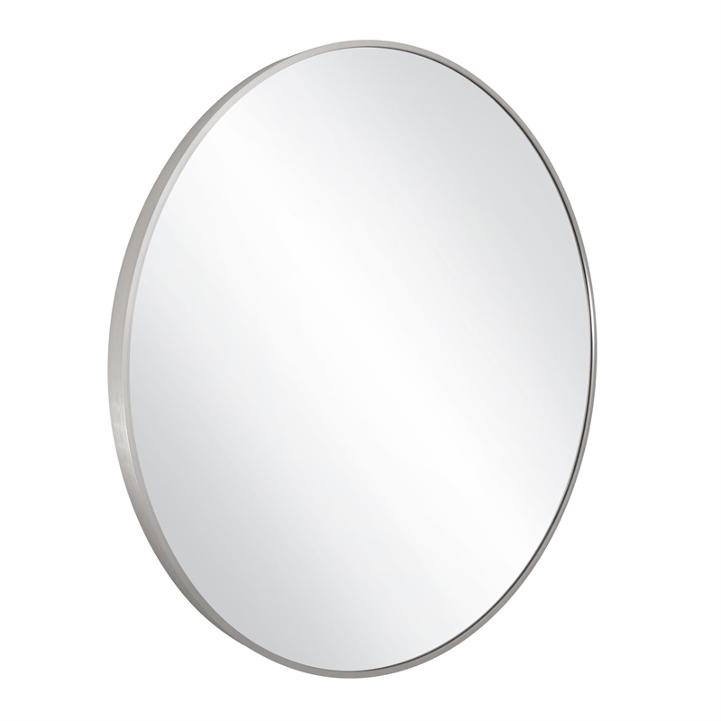 Pemberly Row Round Wall Mirror 28-Inch Silver Frame 2-Pack
