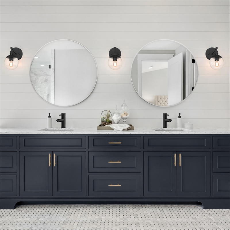 Pemberly Row Round Wall Mirror 28-Inch Silver Frame 2-Pack