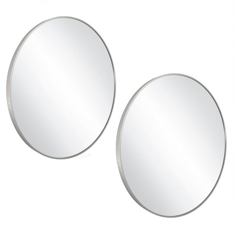 Pemberly Row Round Wall Mirror 28-Inch Silver Frame 2-Pack