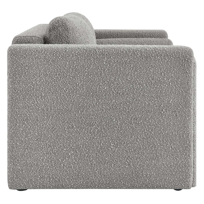 Pemberly Row Upholstered Boucle Fabric Loveseat in Light Gray