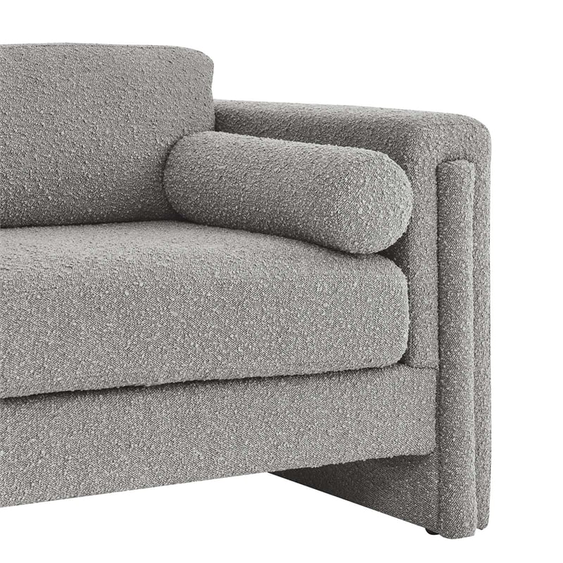 Pemberly Row Upholstered Boucle Fabric Loveseat in Light Gray