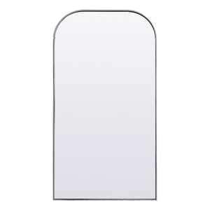 Pemberly Row 35x66&quot Arch MDF Wood and Iron Full Length Mirror in Silver