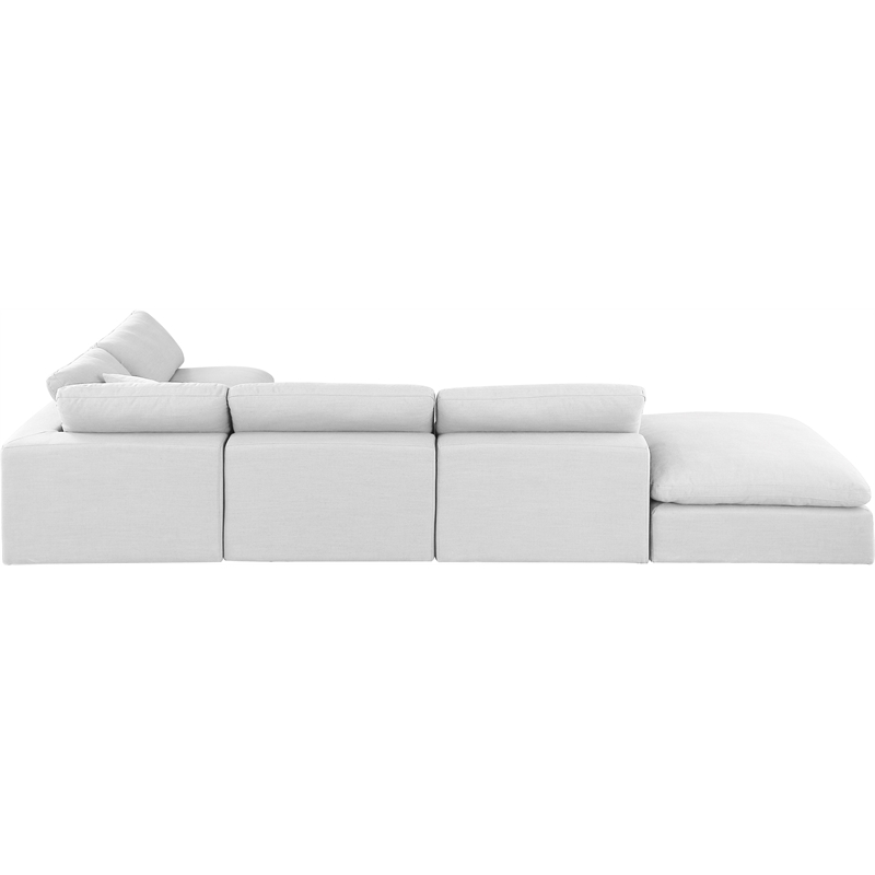 Pemberly Row 6-Pc Modular Sectional Sofa in White Linen Textured Fabric