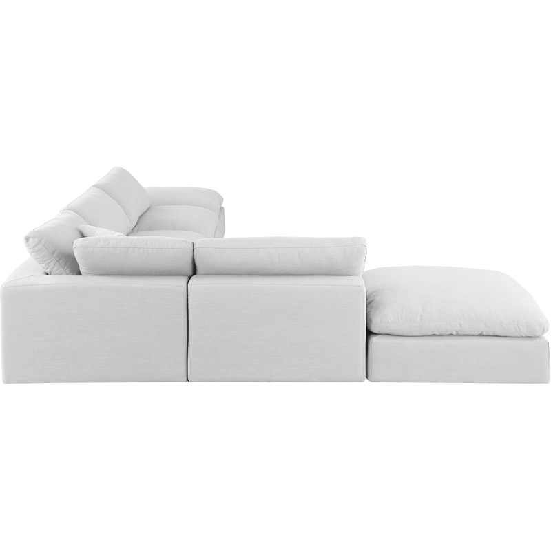 Pemberly Row 6-Pc Modular Sectional Sofa in White Linen Textured Fabric