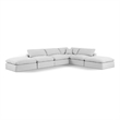 Pemberly Row 6-Pc Modular Sectional Sofa in White Linen Textured Fabric