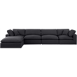 Pemberly Row 5-Pc Modular Sectional Sofa in Black Linen Textured Fabric