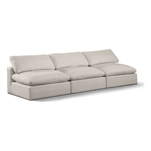 Pemberly Row 3-Pc Modular Sofa in Beige Linen Textured Fabric