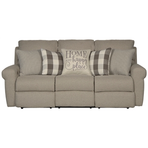 Pemberly Row Power Lay Flat Reclining Sofa in Gray Fabric with USB Ports